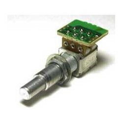 3VR1VM304 POTENTIOMETER C100K x 2 / B20K, solid shaft, Concentric 3 circuit, center detent on inner, with PCB, concentric